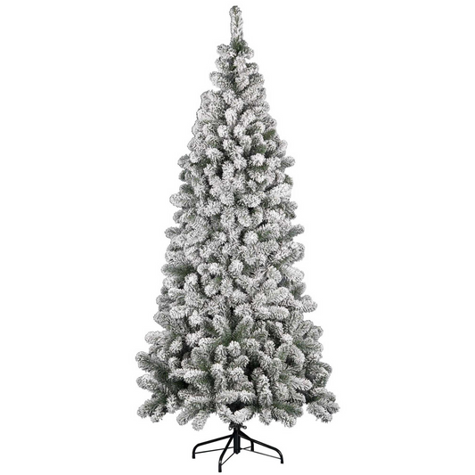 Albero di natale innevato arficiale in PVC con base in metallo montaggio a ombrello - Borealis