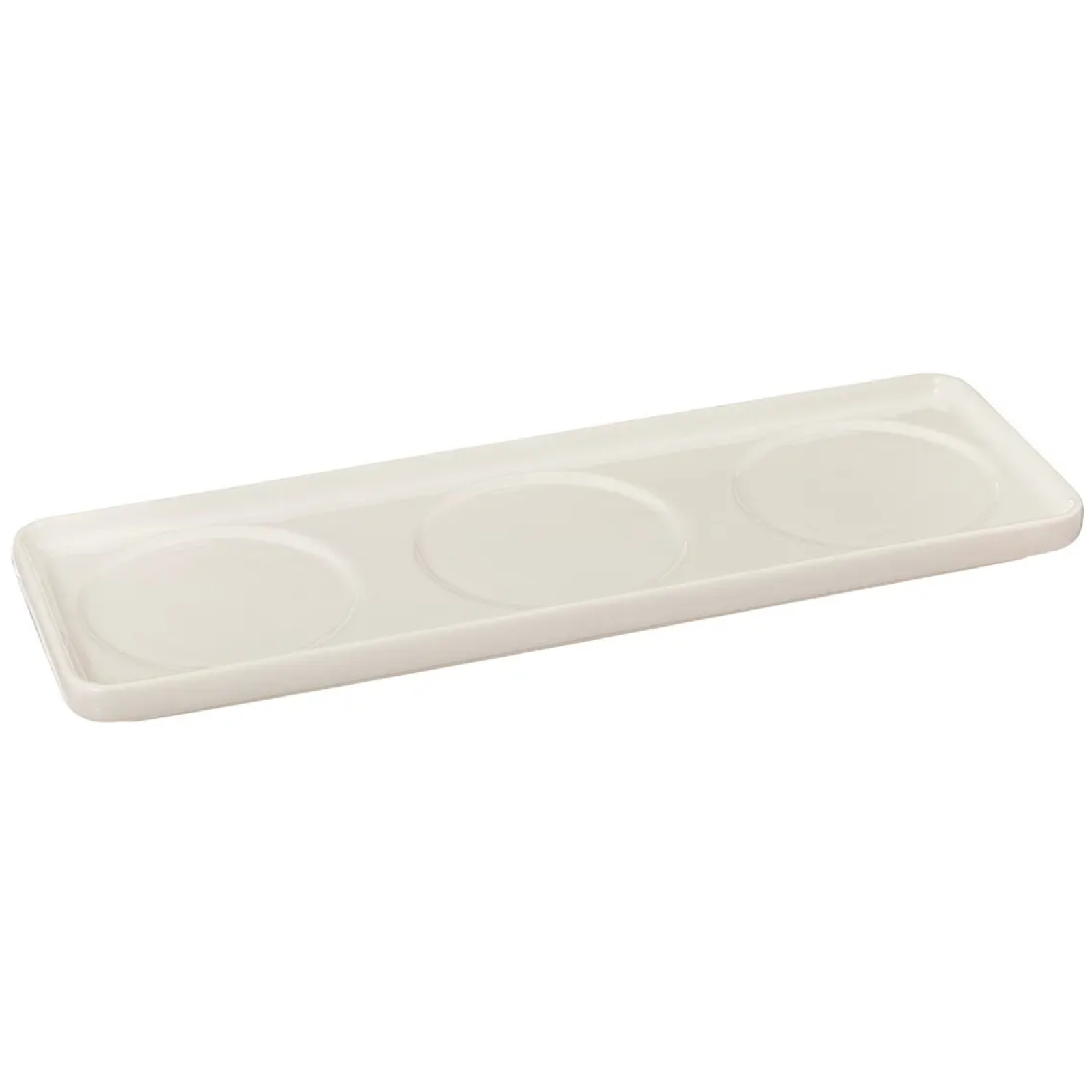 Set aperitivo 3pz in ceramica bianca con supporto