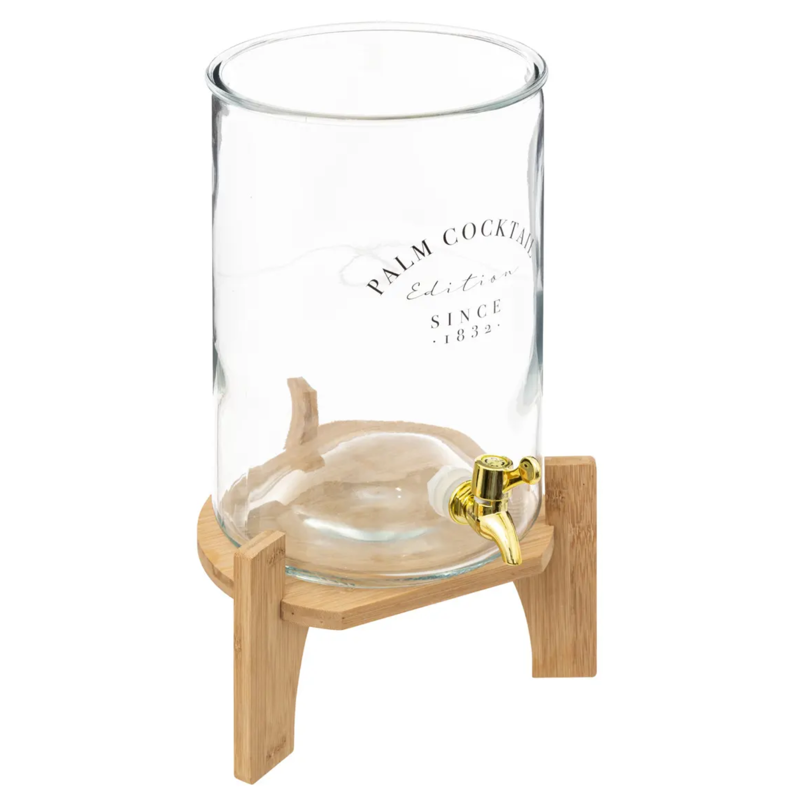 Dispenser in vetro con rubinetto 8 lt in con supporto in bambù