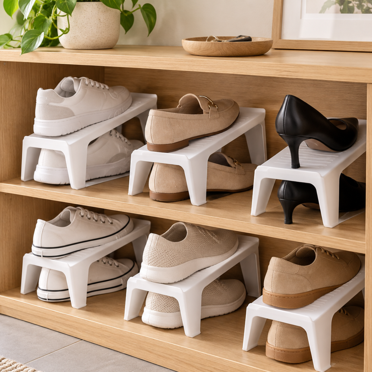 Organizer per scarpe bianco salvaspazio 24x12x13 cm