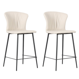 Sgabello da cucina o bar con schienale in ecopelle con gambe in metallo nero