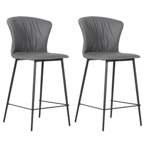 Sgabello da cucina o bar con schienale in ecopelle con gambe in metallo nero