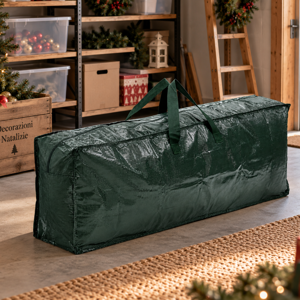 Borsa per albero di natale rettangolare in pvc con maniglie e zip - PVC
