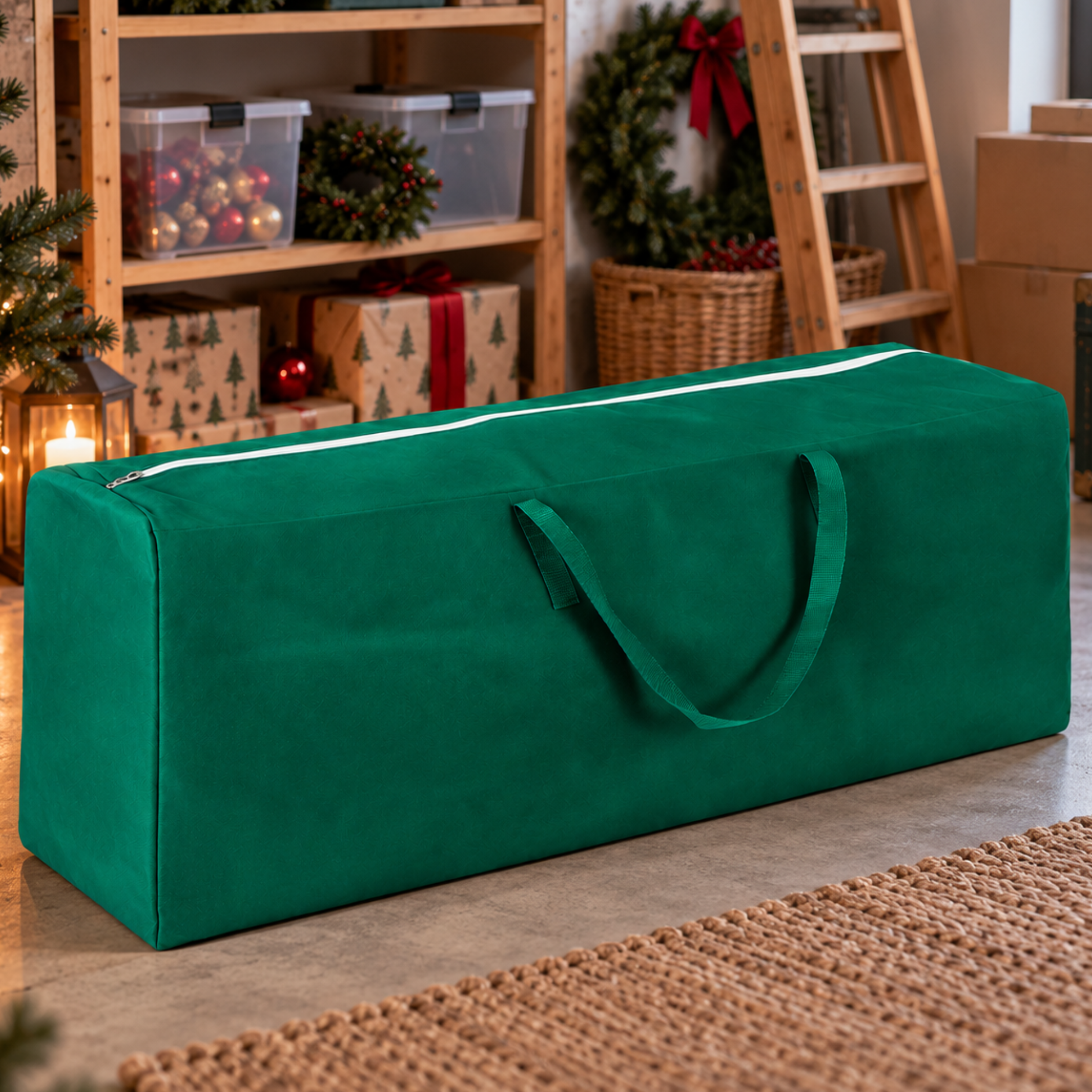 Borsa per albero di natale rettangolare in tnt con maniglie e zip - TNT