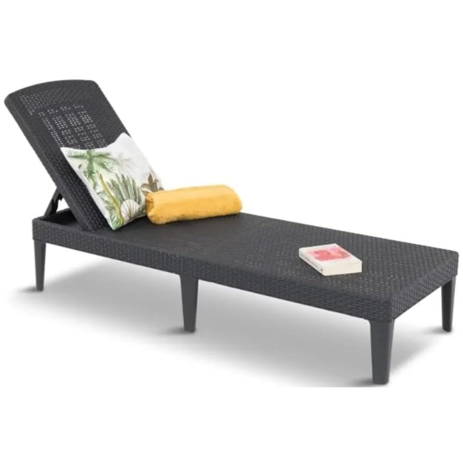 Lettino prendisole antracite finitura effetto rattan - Jaipou