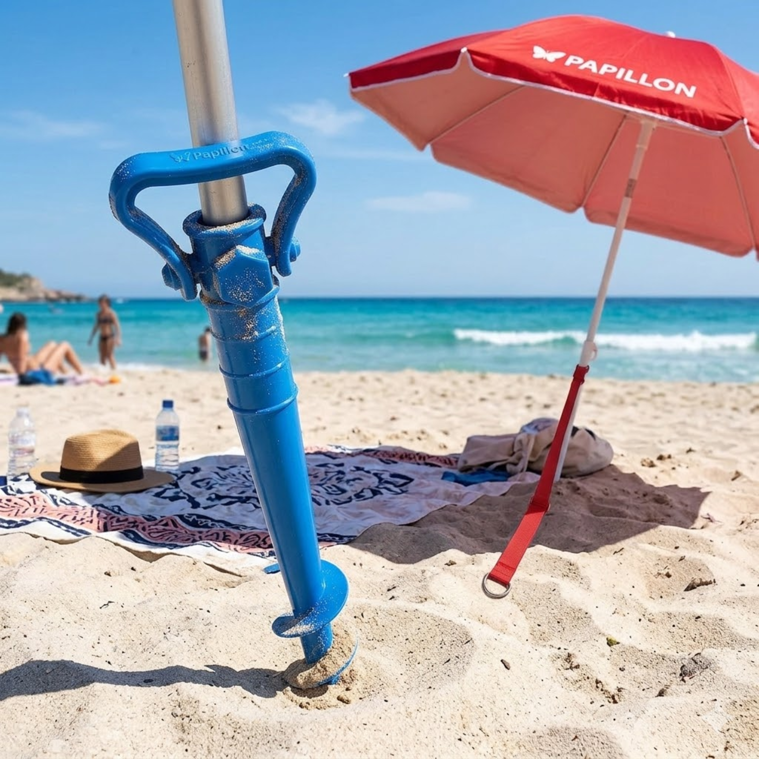 Set 2PZ Picchetto per ombrellone da spiaggia Ø 25/22 mm Antiruggine Antivento Facile da Installare
