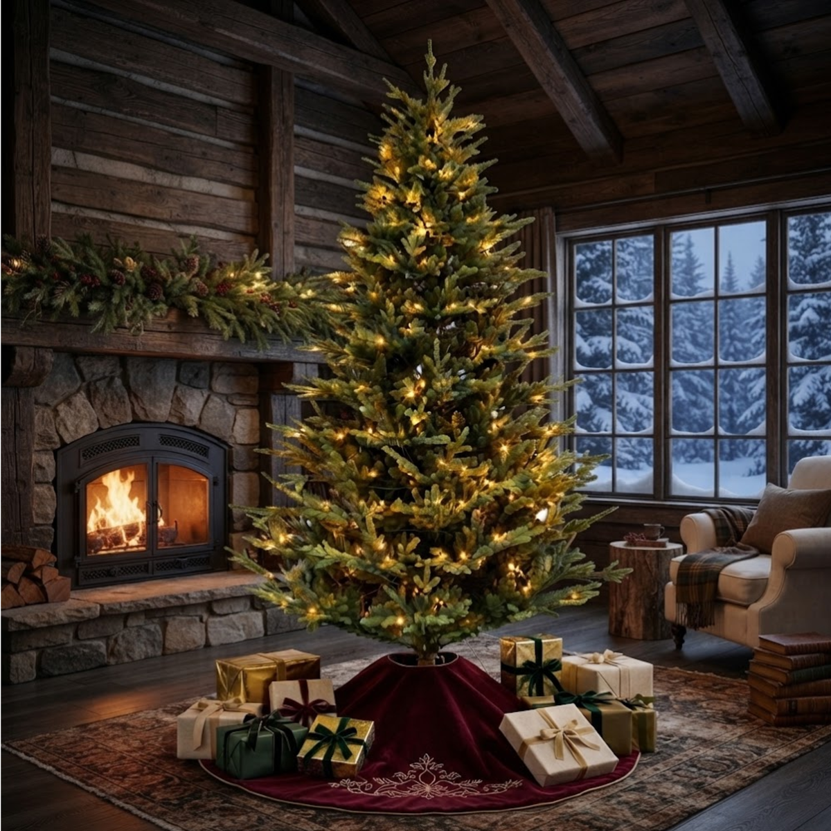 Albero di natale verde con luci led integrate effetto realistico - St.Moritz