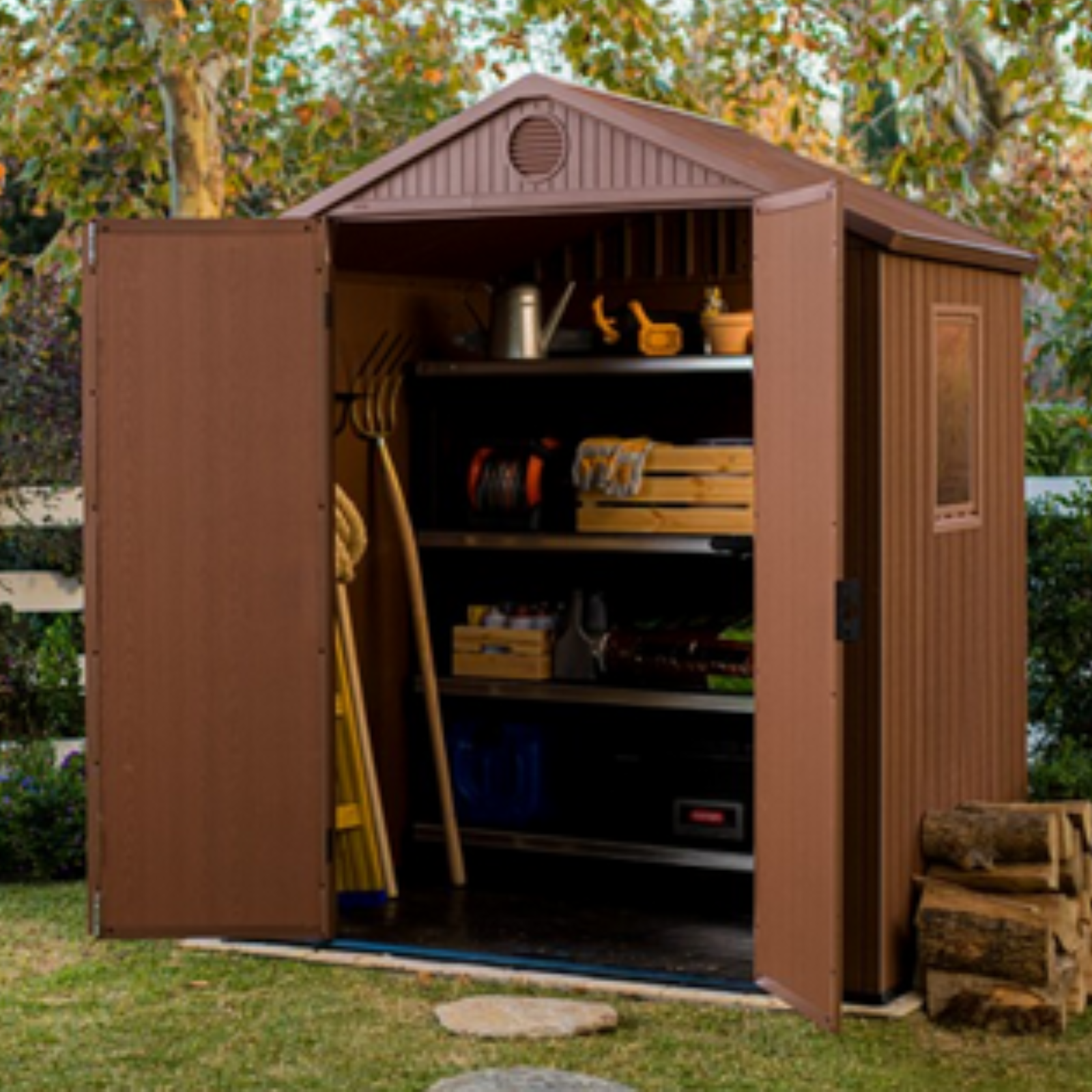 Casetta da giardino con pannelli Evotech finitura effetto legno - Darwin 6x4