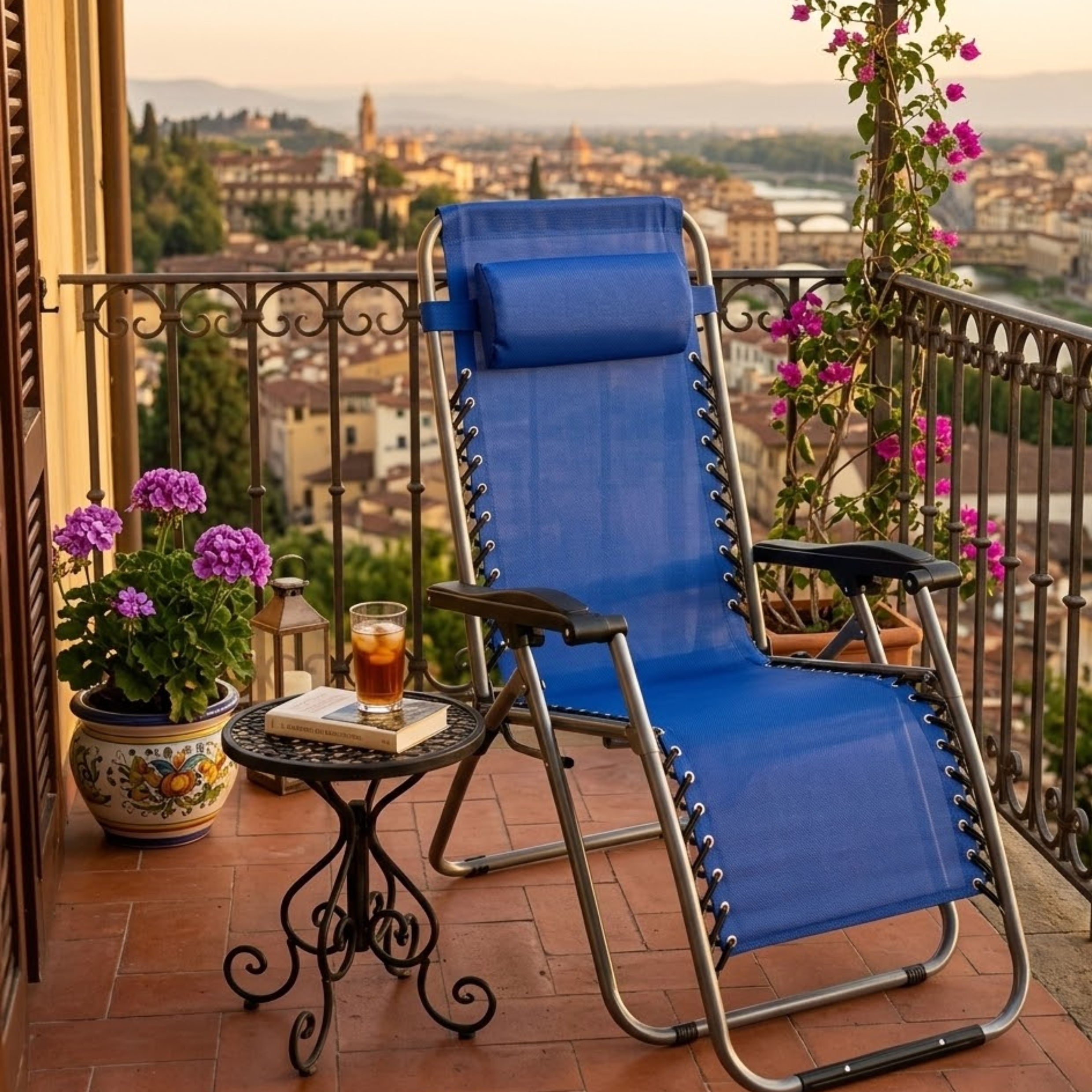 Sedia a sdraio zero gravità struttura in acciaio e tessuto in textilene colorato