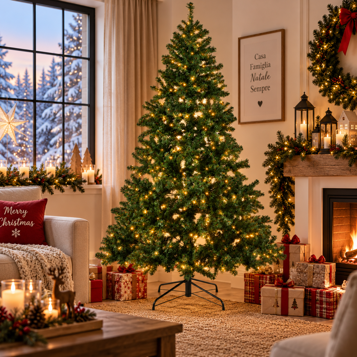 Albero di natale in PVC con luci led integrate luce calda - Brasi