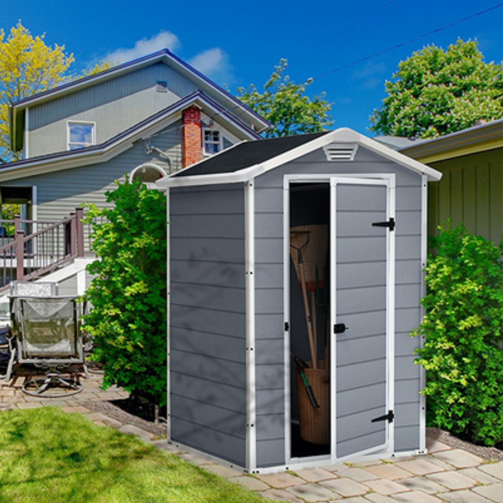 Casetta da giardino in resina e polipropilene rinforzato con pavimentazione - Mano