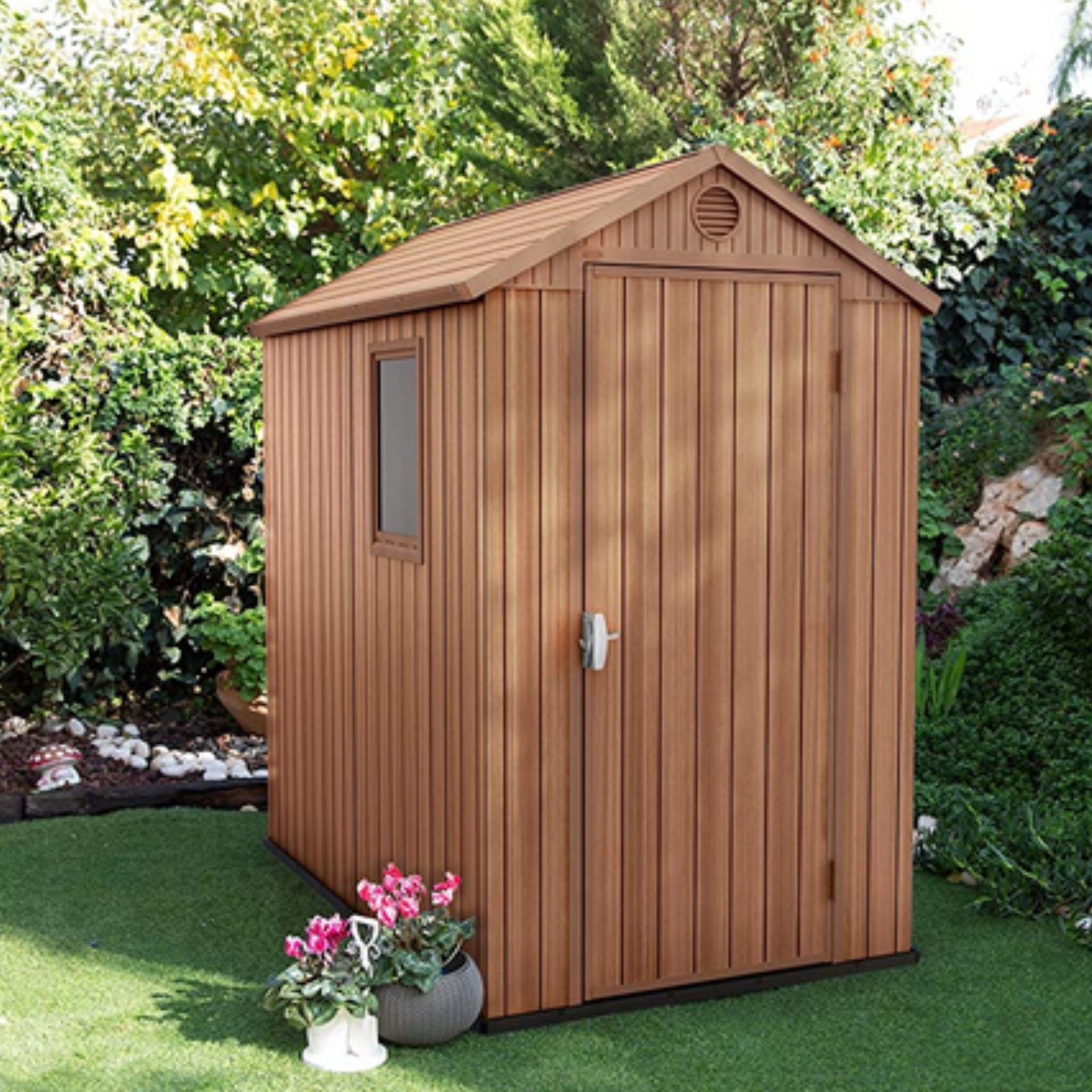 Casetta da giardino in resina con finitura effetto legno -Darwin