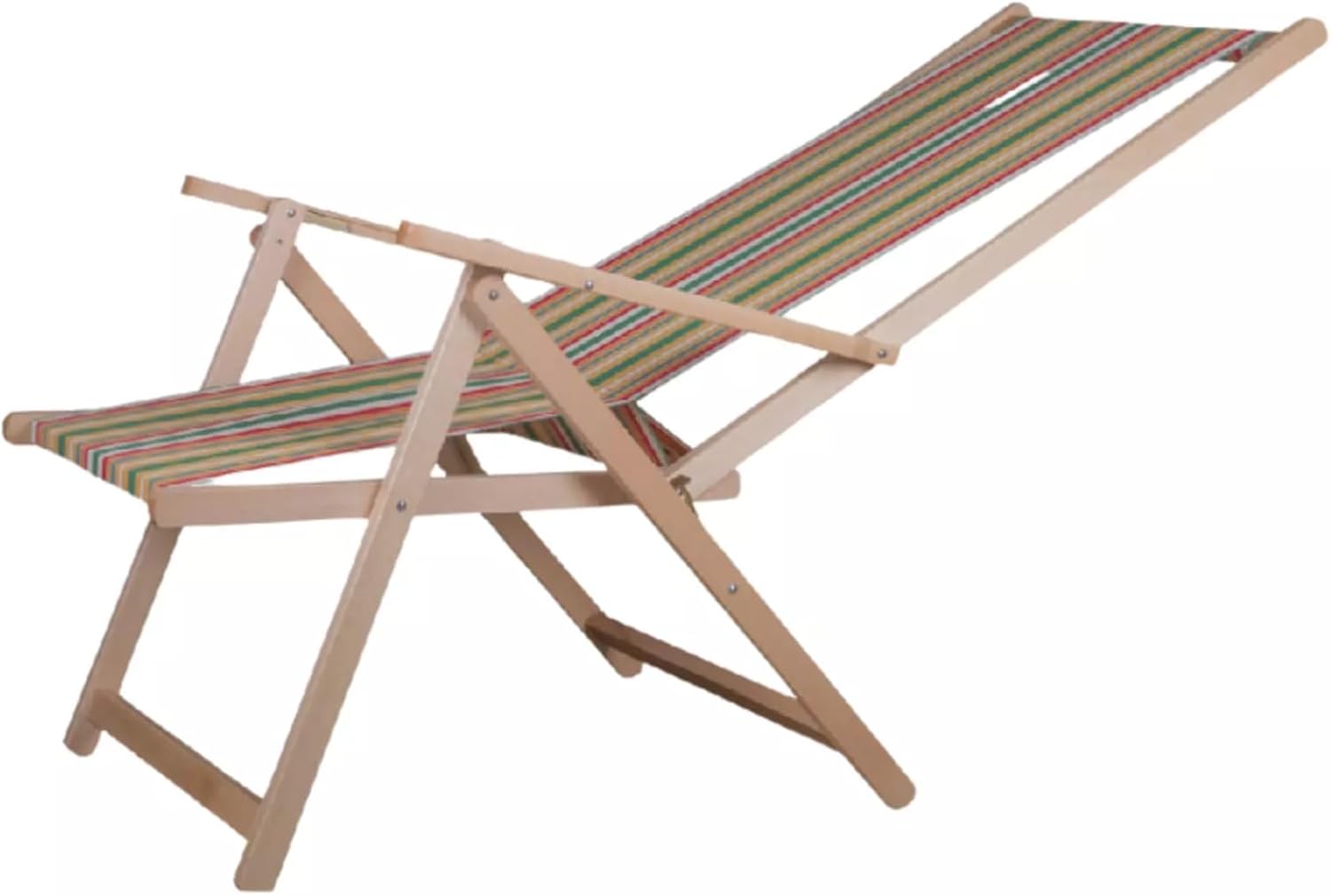 Sedia sdraio pieghevole in legno di faggio con braccioli Made in Italy