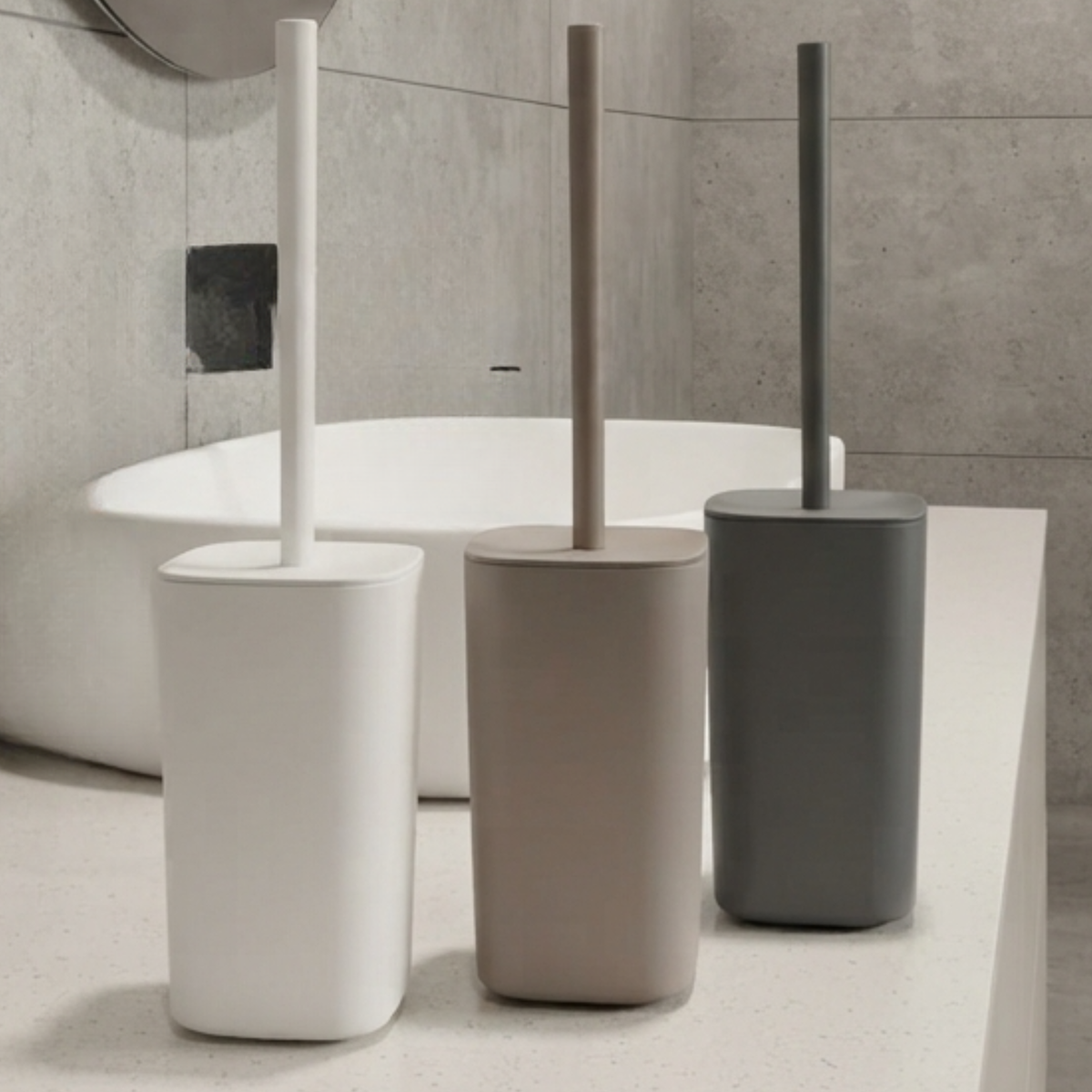 Porta scopino in resina termoplastica con spazzolino interno - Poddy