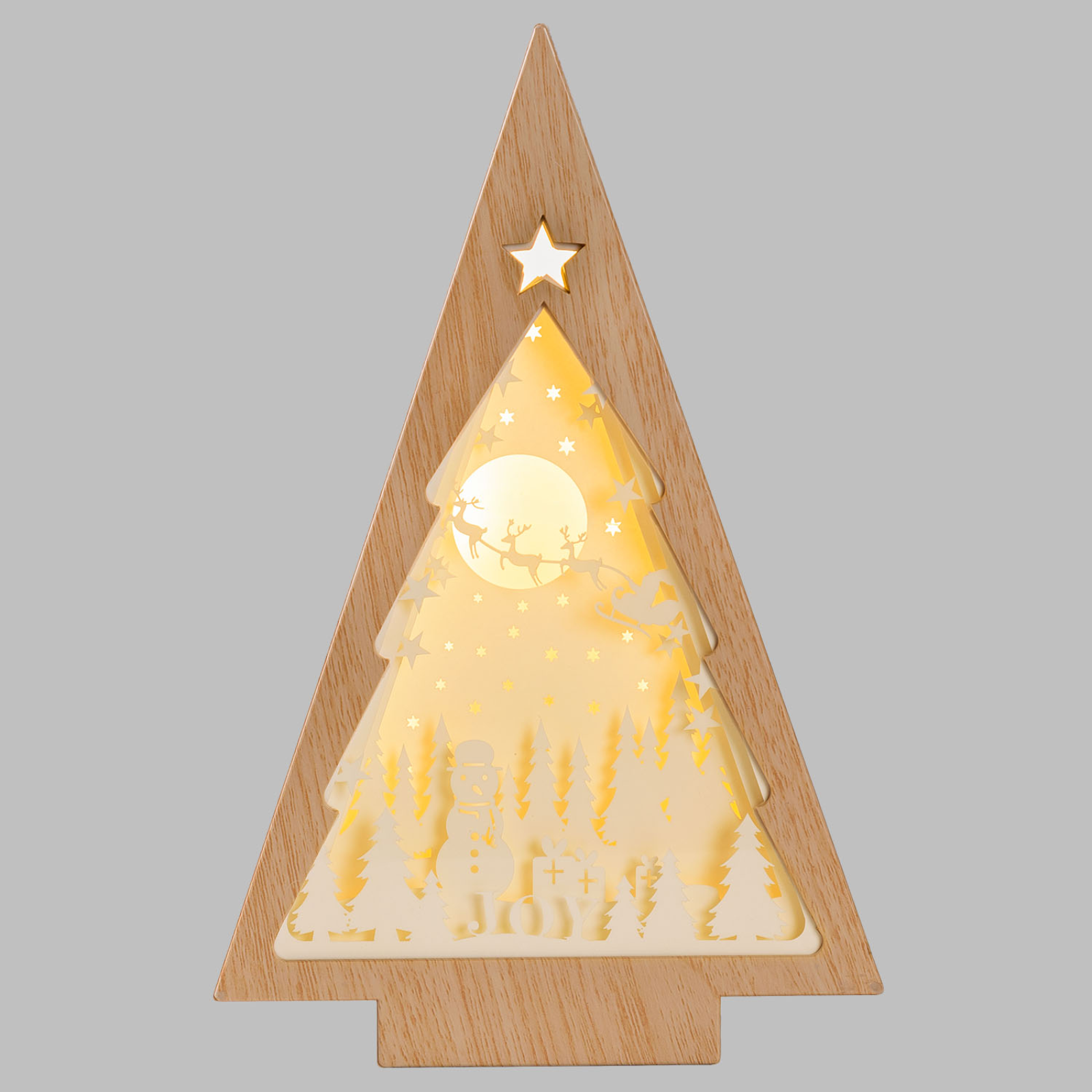 Set 1 Pz Albero luminoso in legno con luce led bianco caldo assortito decorazione natalizia