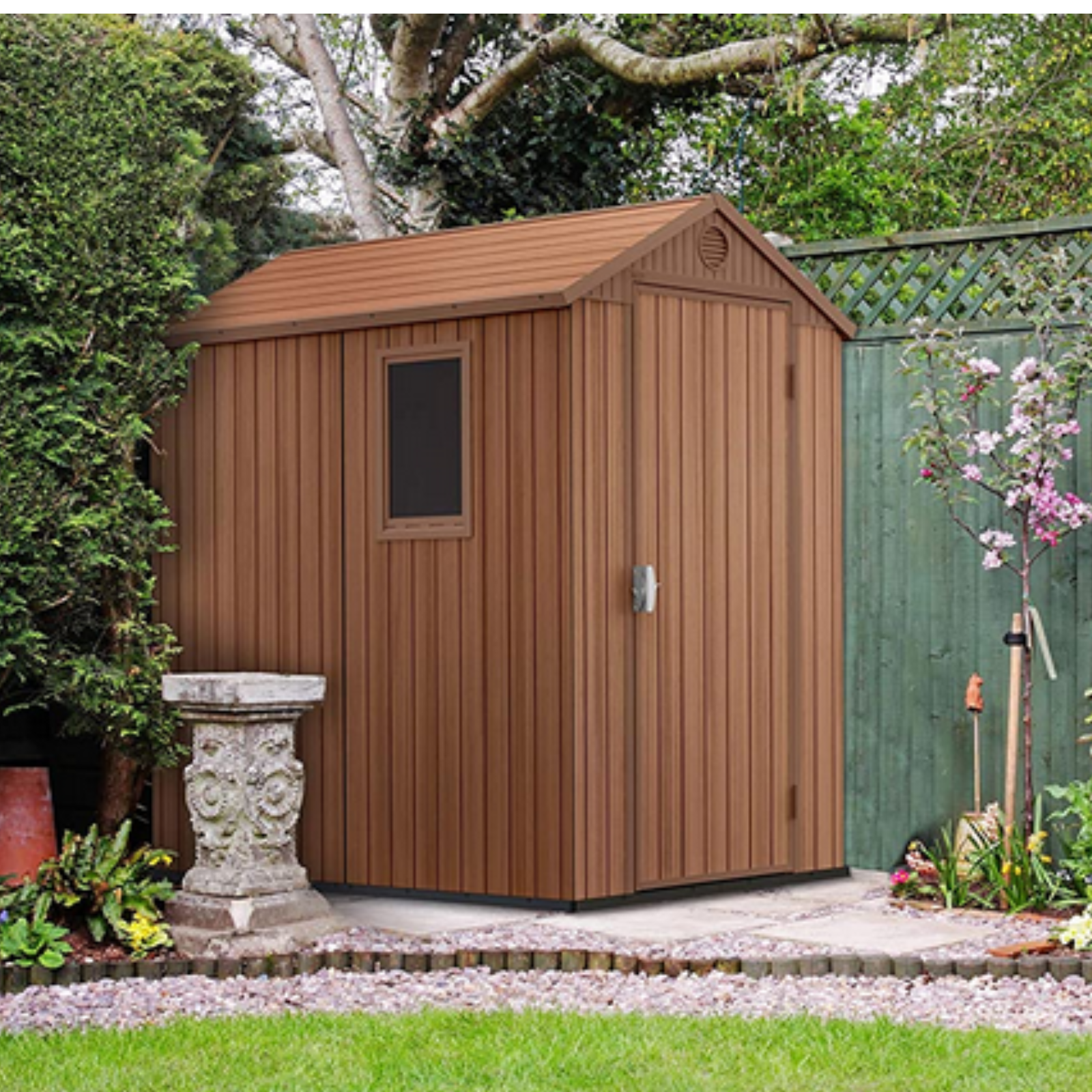 Casetta da giardino in resina con finitura effetto legno -Darwin