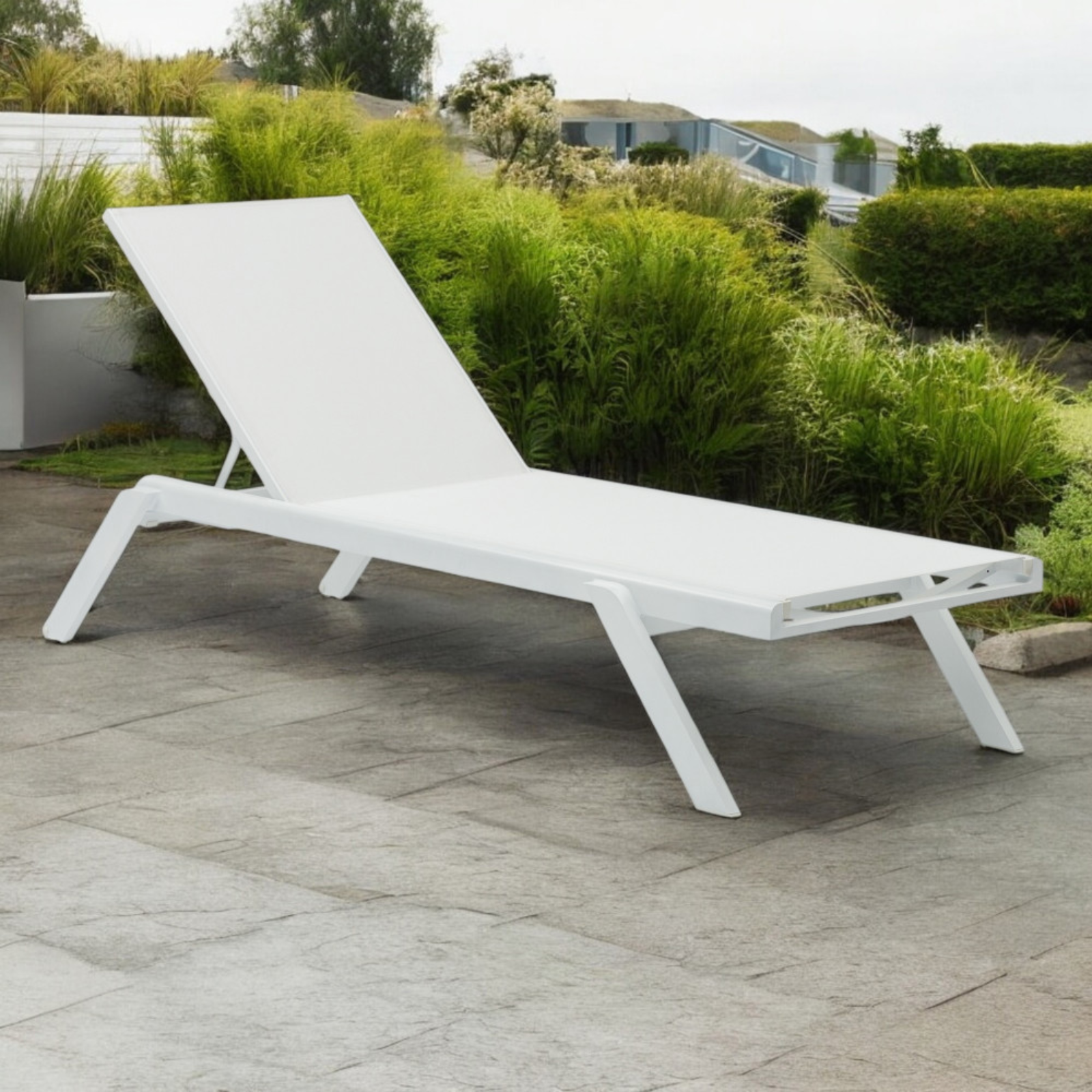 Lettino prendisole in alluminio seduta in textilene design moderno - Nottingham