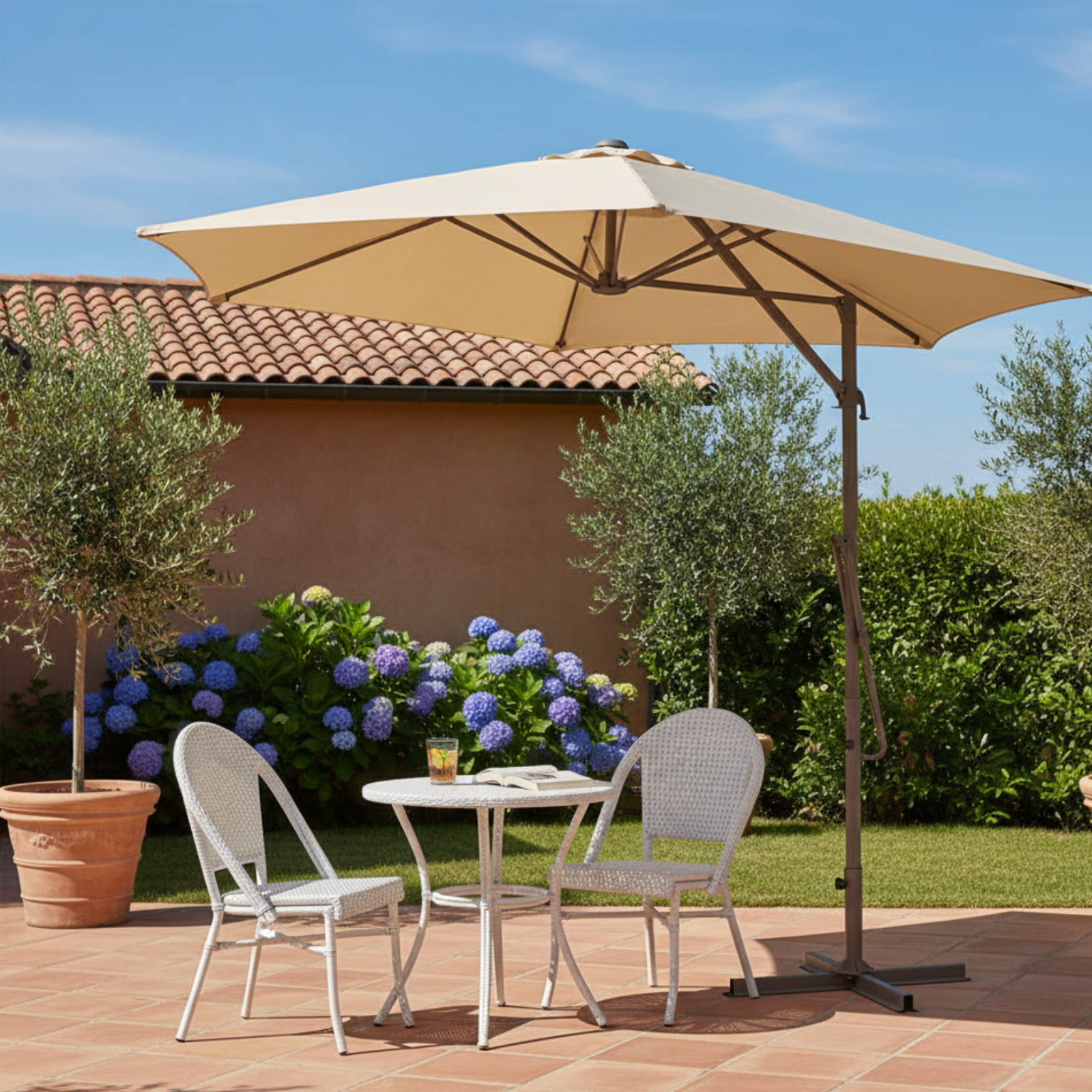 Ombrellone da esterno telo in poliestere antivento e palo in metallo - Zenith