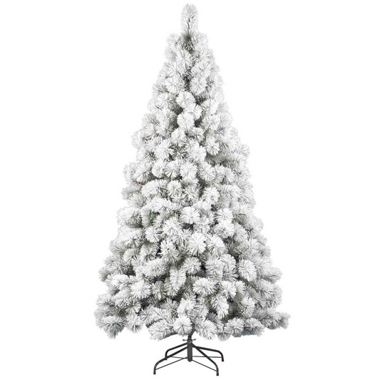 Albero di natale innevato artificiale in PP base a croce montaggio a ombrello - Frostvale