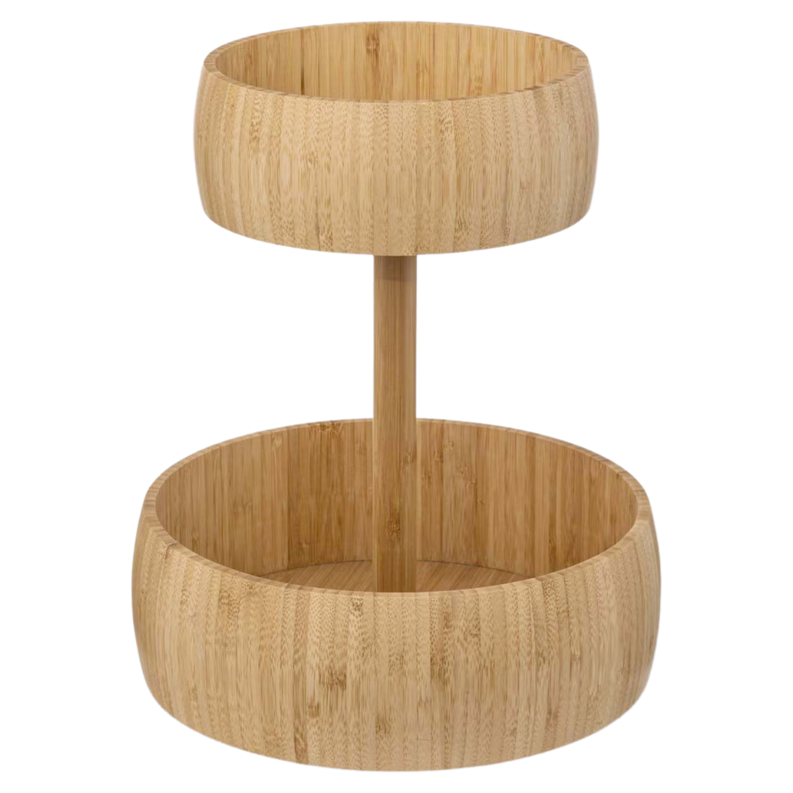 Cesto porta frutta design moderno a 2 ripiani in legno bamboo