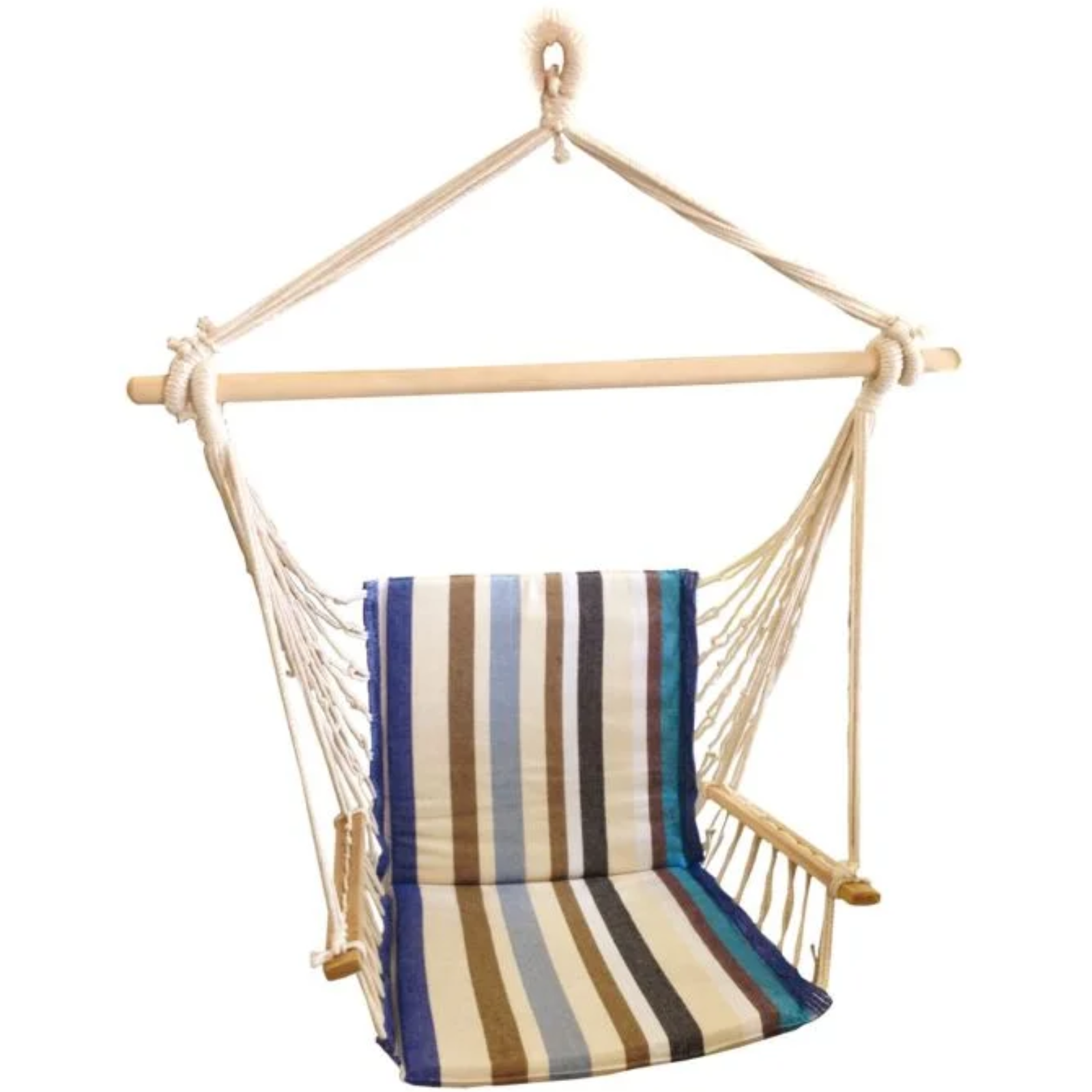 Amaca sospesa dondolo in polycotone 320 gr/mq con sostegni in legno e braccioli - Twist