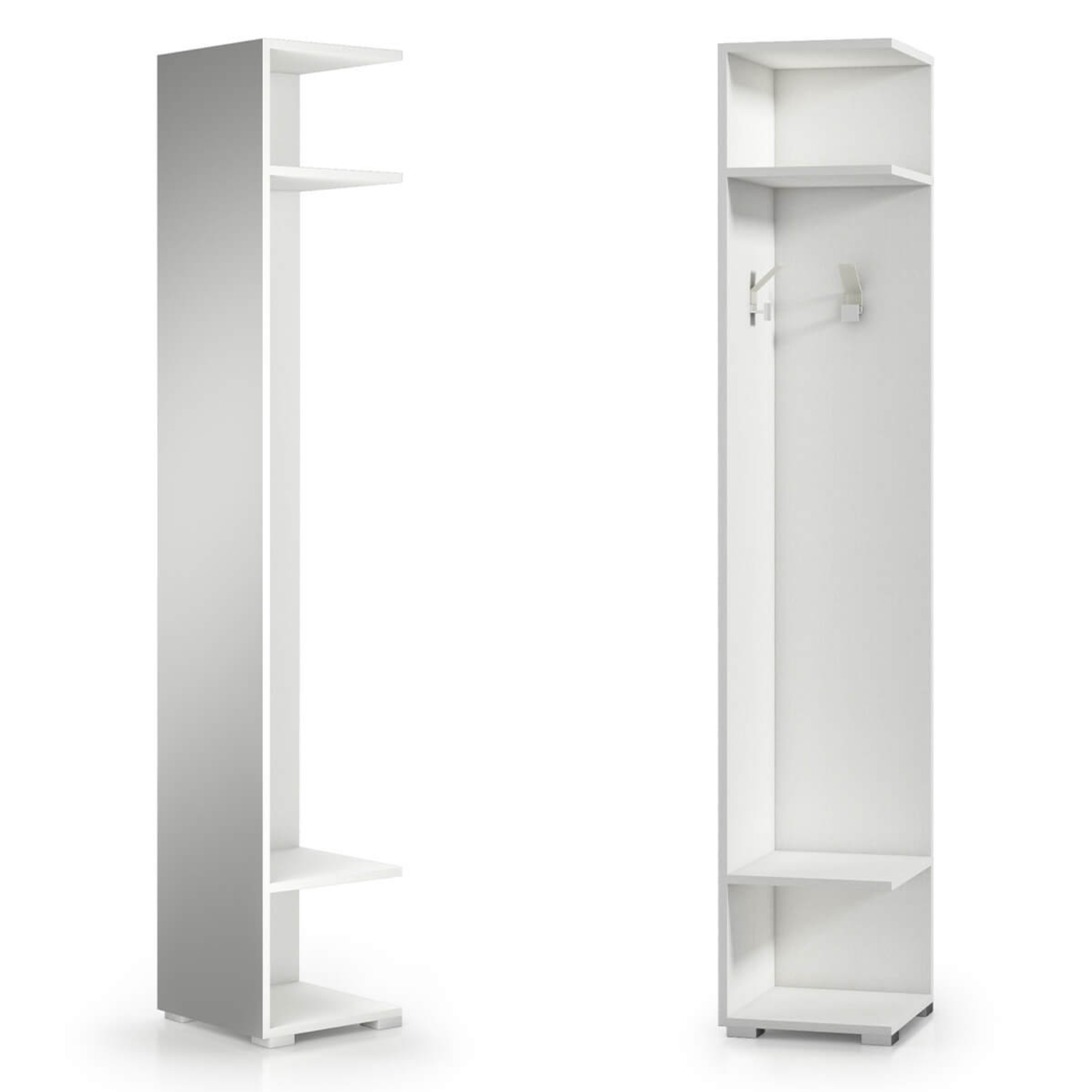 Appendiabiti a colonna design moderno bianco con specchio 2 ganci e ripiani - Geni