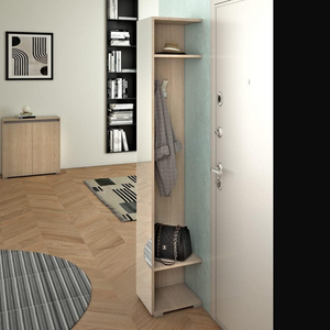 Appendiabiti a colonna design moderno olmo con specchio 2 ganci e ripiani - Geni