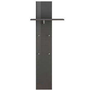 Appendiabiti da parete design moderno antracite lucido con mensola porta oggetti asta e 4 pomelli - Ecla