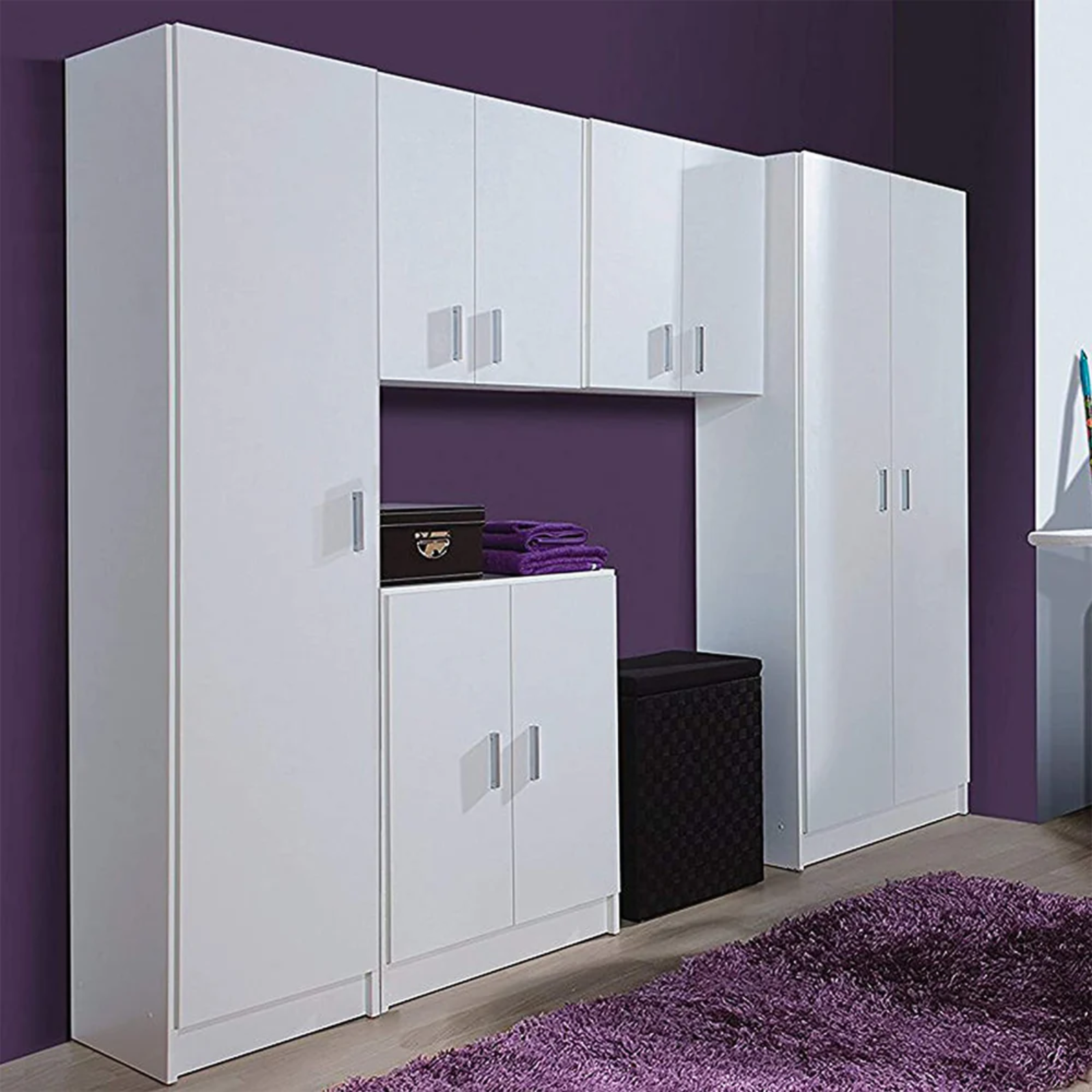 Armadio in legno slim multiuso 37x180h 1 anta e 4 ripiani interni - Pomy