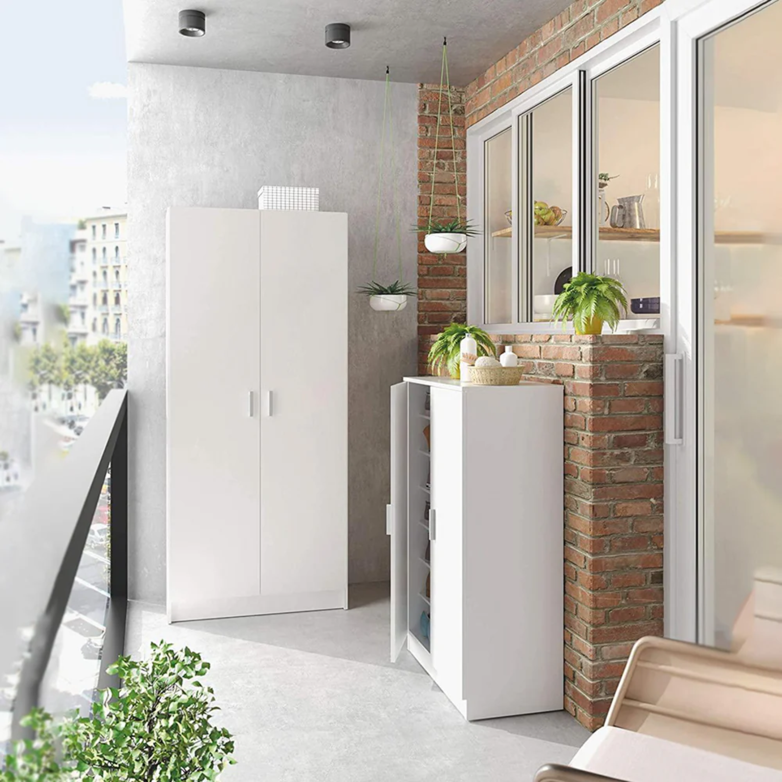 Armadio in legno multiuso 59x180h 2 anta e 4 ripiani interni - Pomy