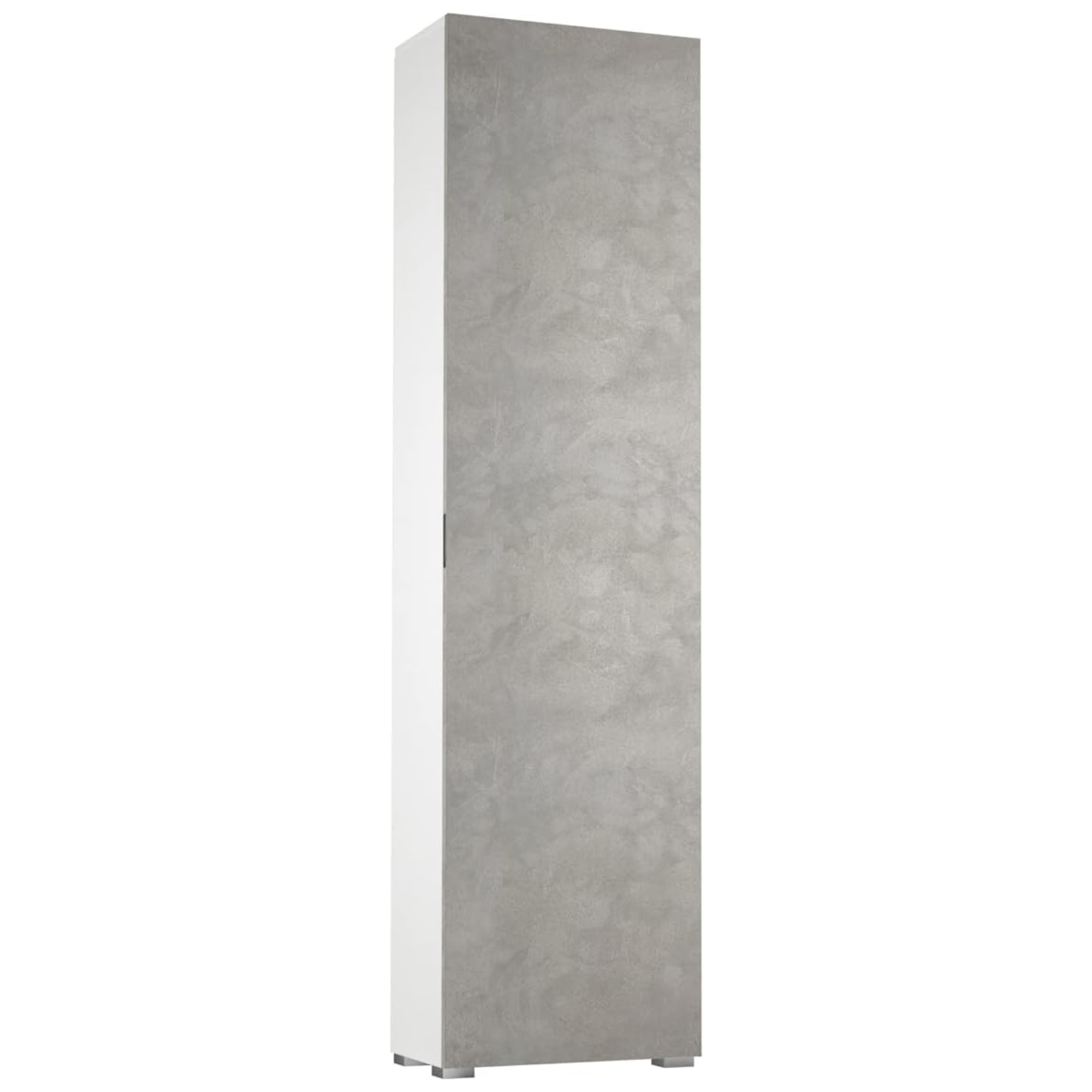 Armadio multiuso con 7 ripiani e 1 anta in legno bianco e cemento design moderno - Millim