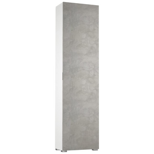 Armadio multiuso con 7 ripiani e 1 anta in legno bianco e cemento design moderno - Millim