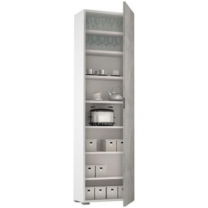 Armadio multiuso con 7 ripiani e 1 anta in legno bianco e cemento design moderno - Millim