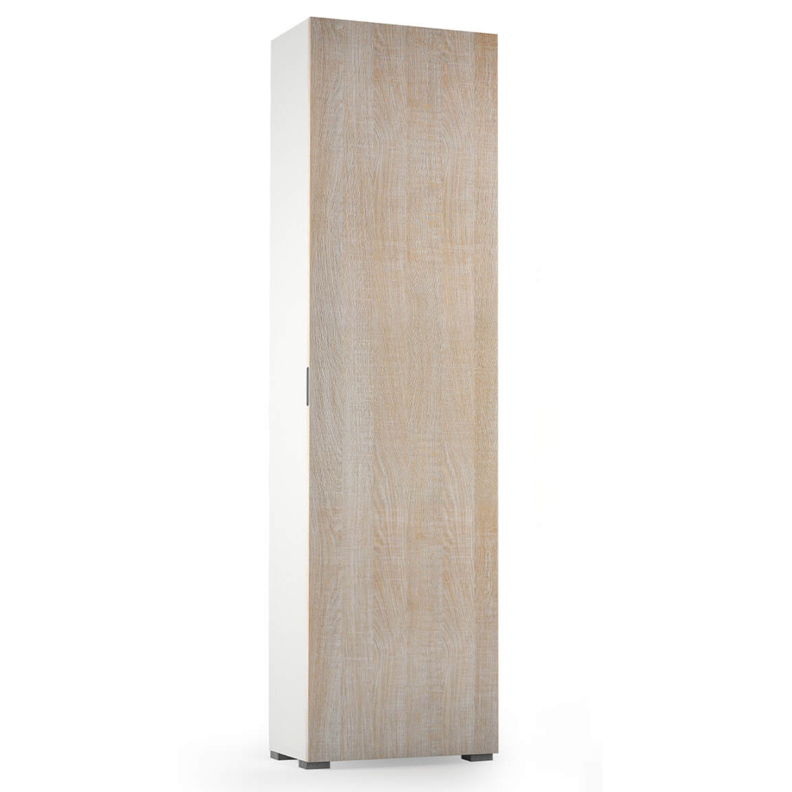 Armadio multiuso con 7 ripiani e 1 anta in legno bianco e rovere design moderno - Millim