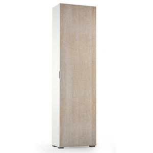 Armadio multiuso con 7 ripiani e 1 anta in legno bianco e rovere design moderno - Millim