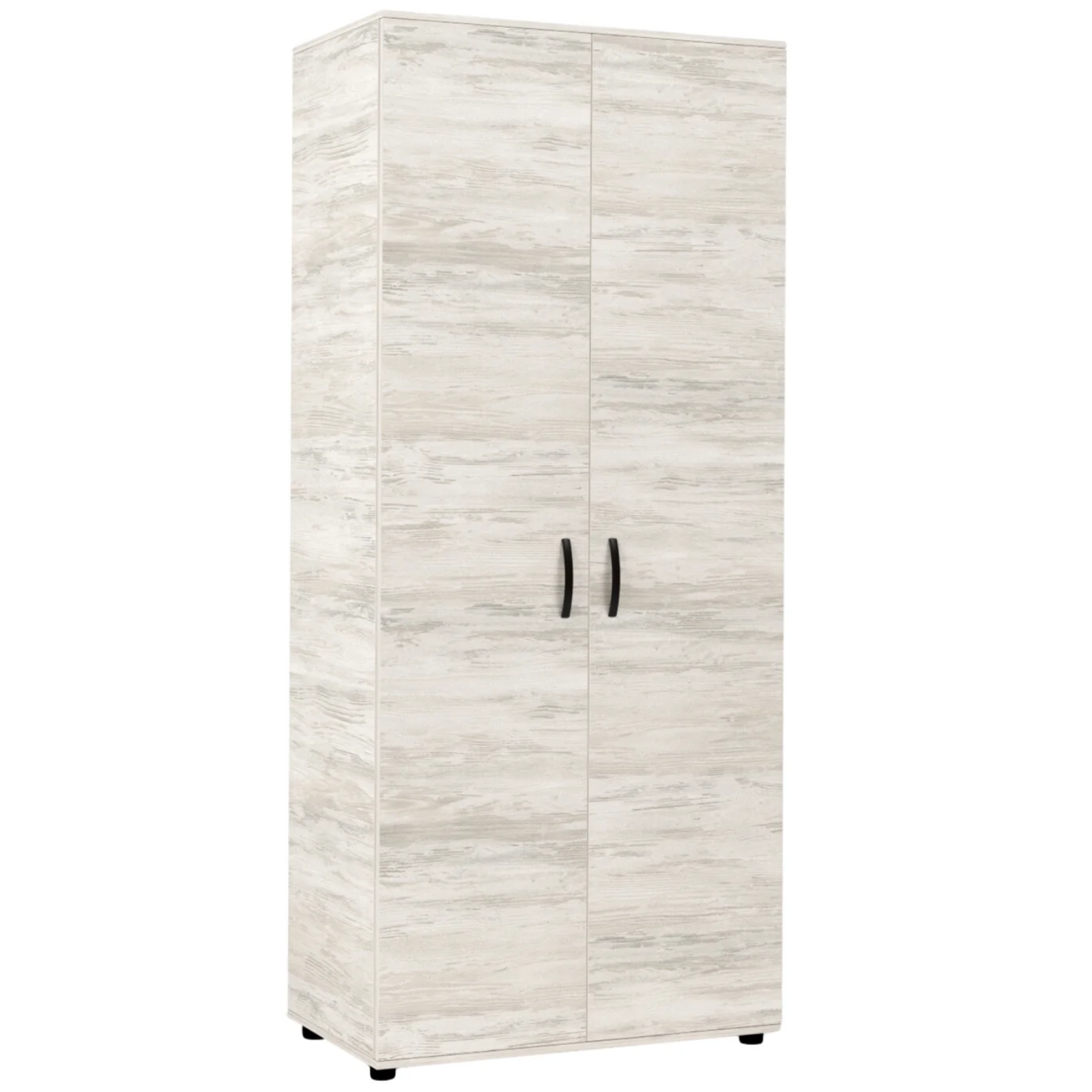 Armadio in legno 80x205h design moderno 2 ante con maniglie e piedini - Stilo