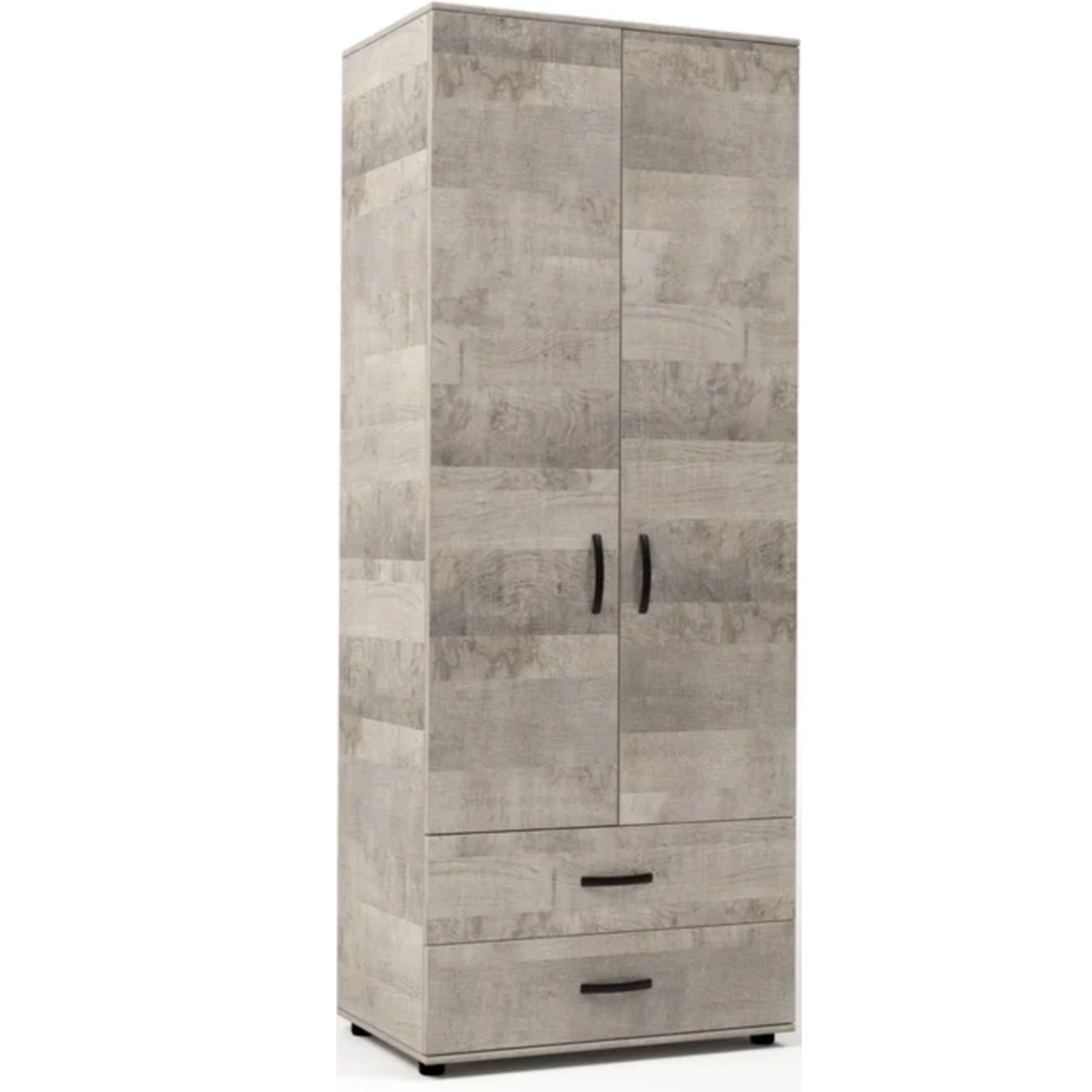 Armadio in legno 80x205h design moderno 2 ante e 2 cassetti con maniglie e piedini - Stilo