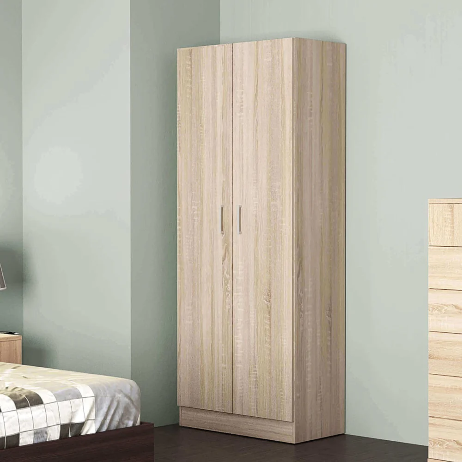 Armadio multiuso 59x180h 2 ante e 5 ripiani interni rovere canadian - Eliti