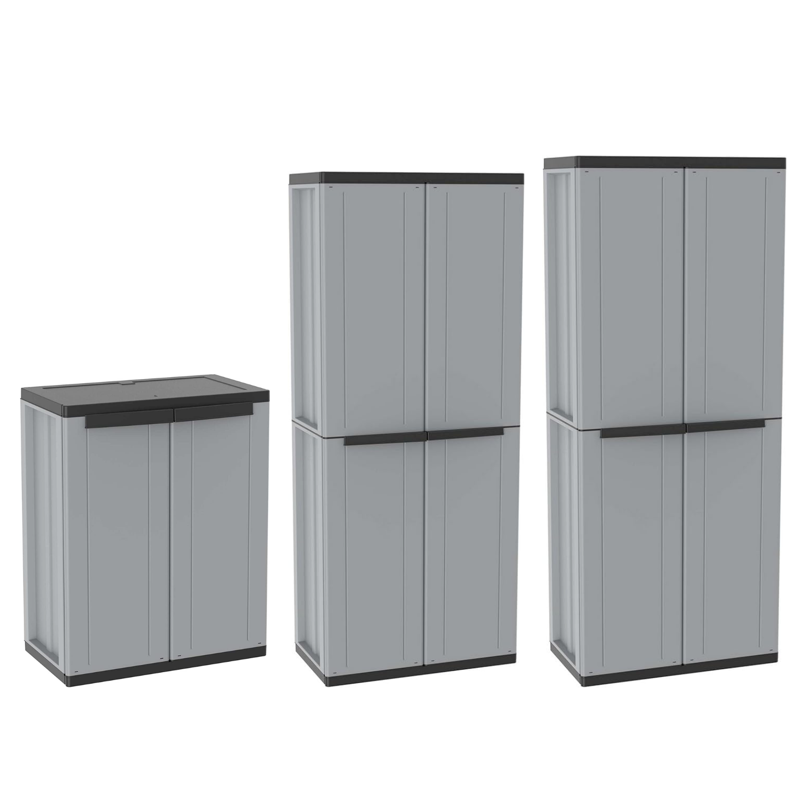 Armadio in resina 2 ante "J 68" Basso,Portascope,Tuttopiani lucchettabile grigio da esterno o interno