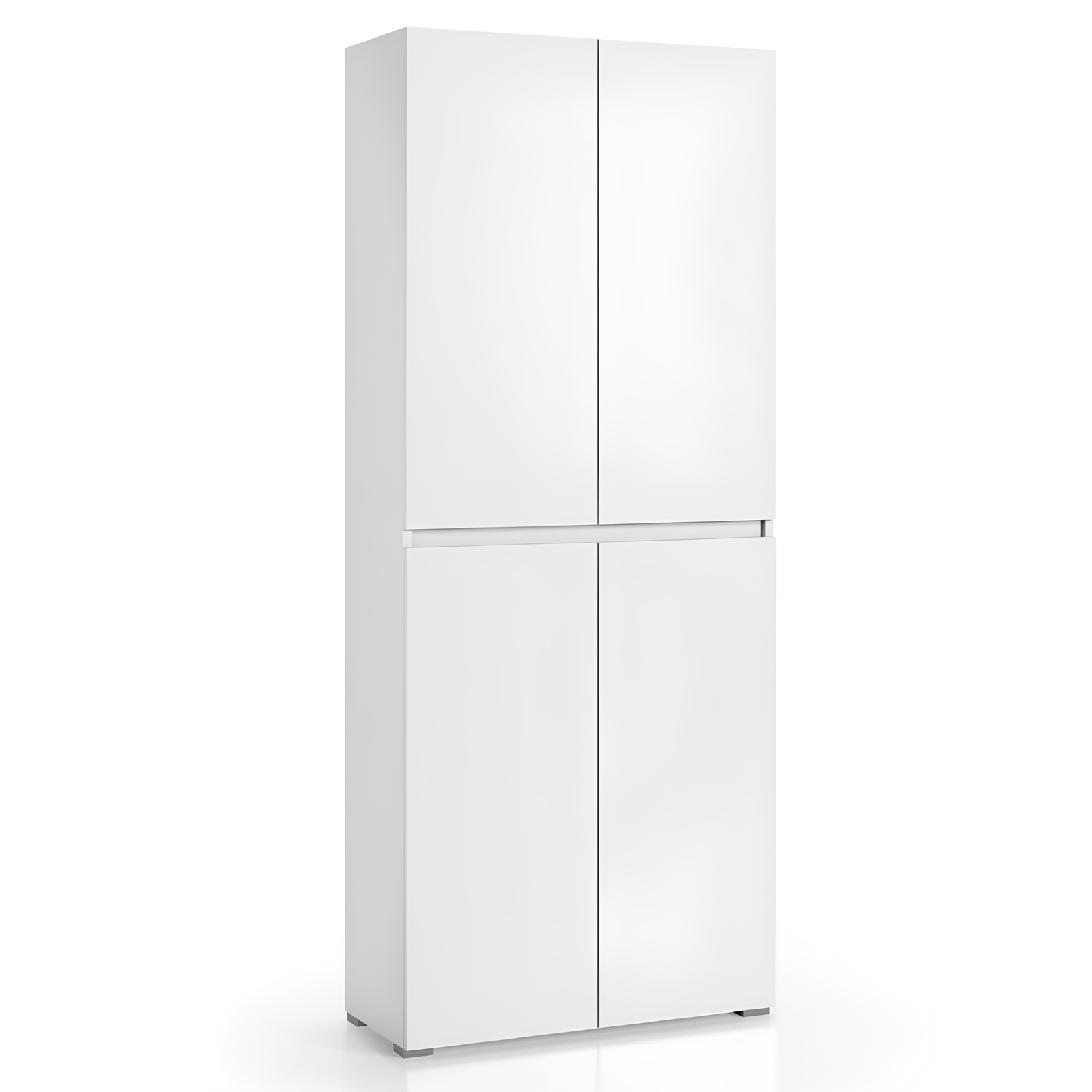 Armadio multiuso in legno color bianco 4 ante e 7 ripiani interni - Blin