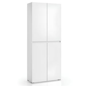 Armadio multiuso in legno color bianco 4 ante e 7 ripiani interni - Blin