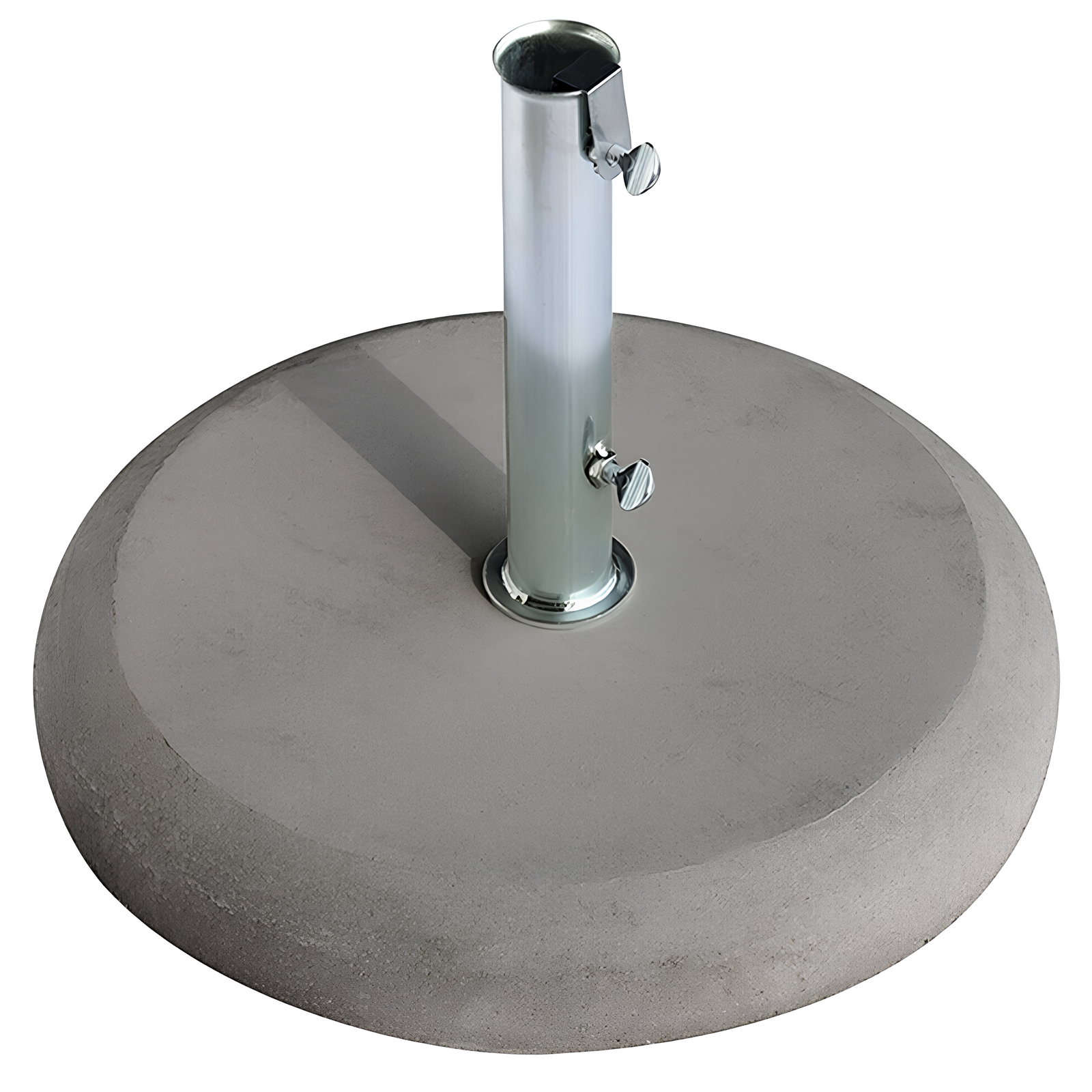 Base per ombrelloni in cemento grigio con tubo zincato Ø 5,2 cm