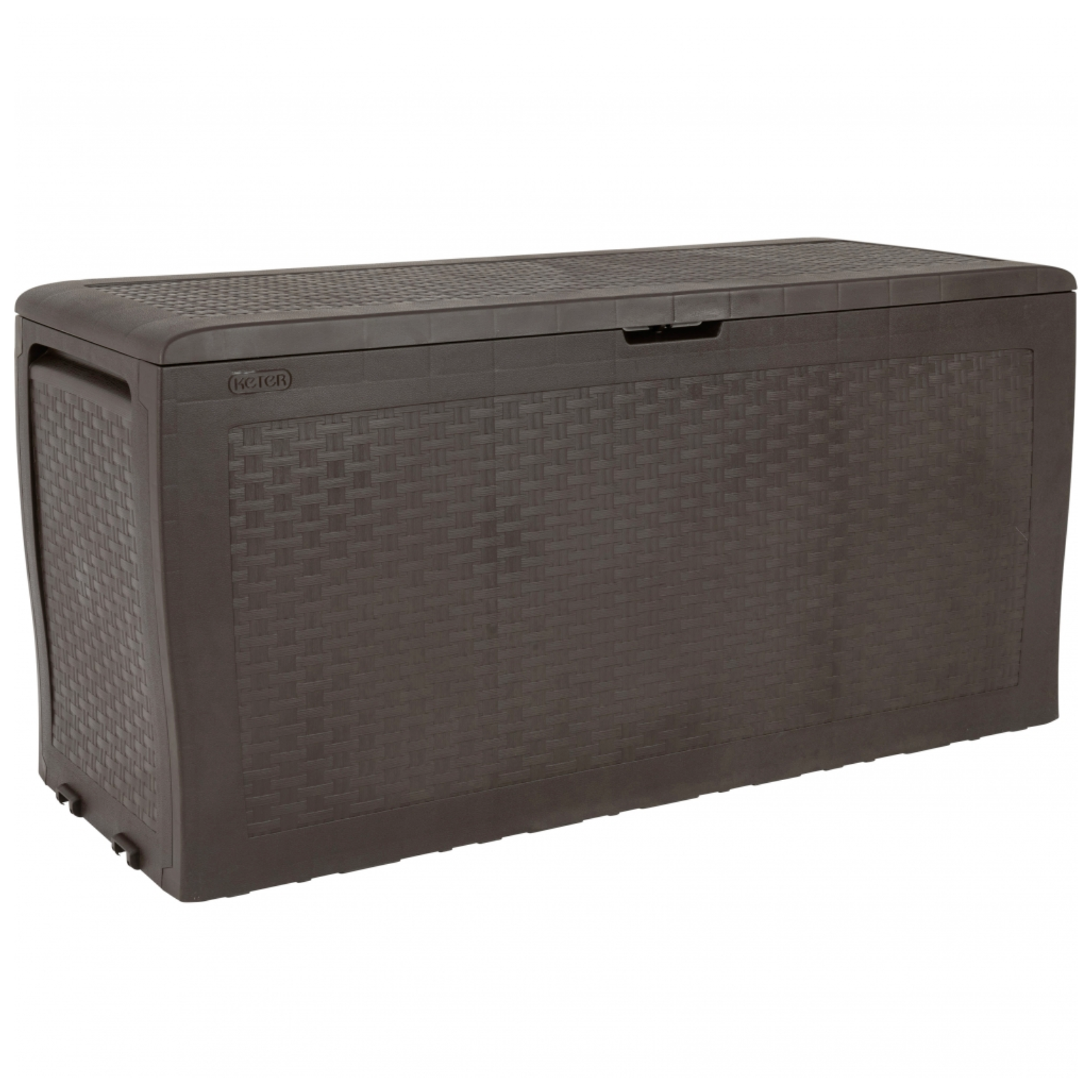 Baule contenitore in resina antiurto finitura rattan 270 Litri lucchettabile con ruote per interno o esterno