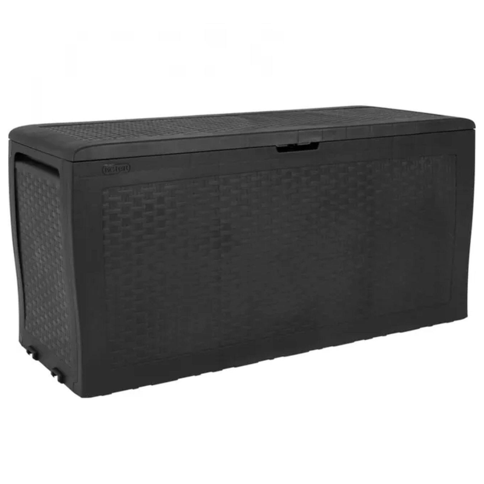 Baule contenitore in resina antiurto finitura rattan 270 Litri lucchettabile con ruote per interno o esterno