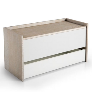 Baule contenitore in legno bianco e rovere con cassetto design moderno multiuso da interno - Hall