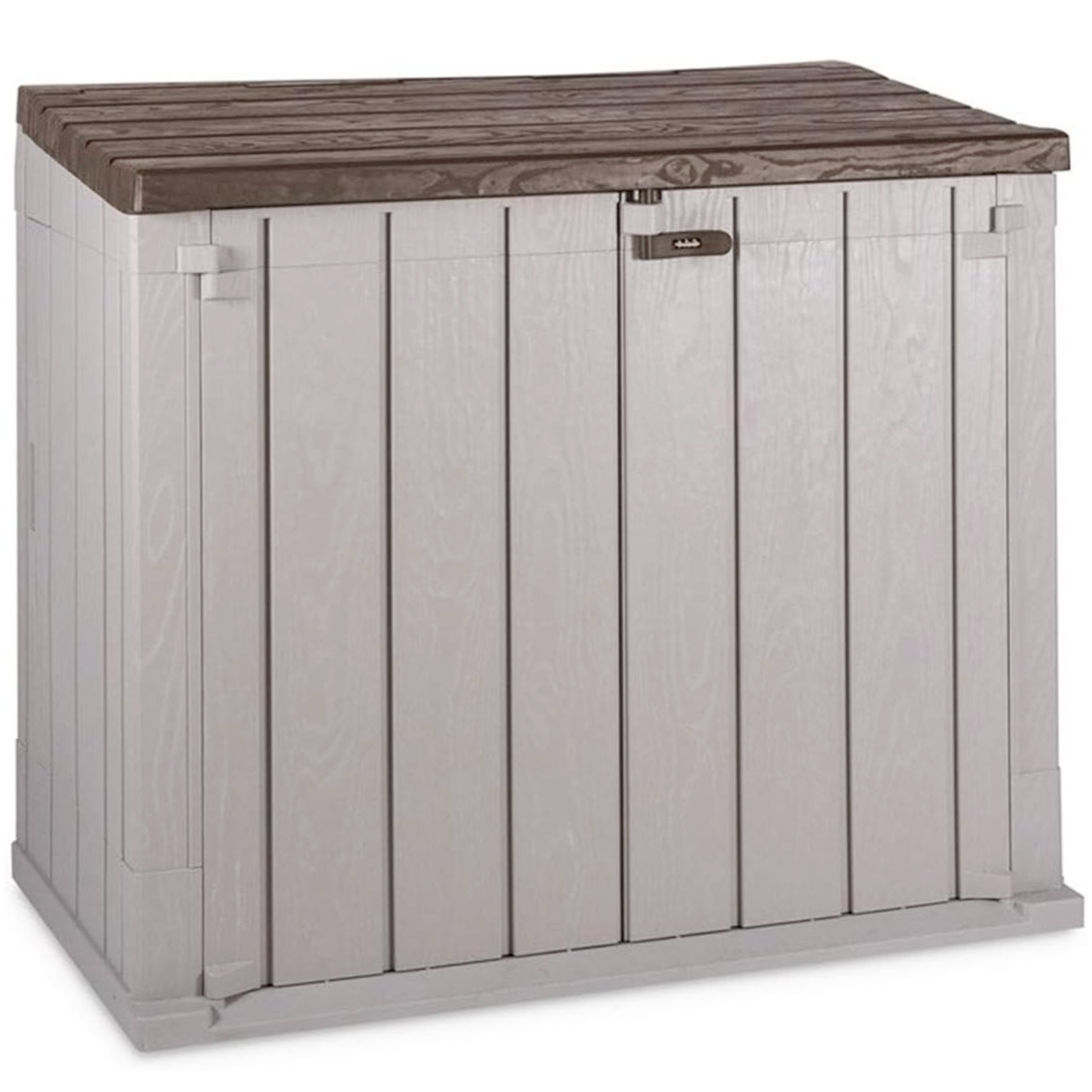 Baule in resina porta attrezzi da esterno con 2 ante e 1 coperchio apribile lucchettabile