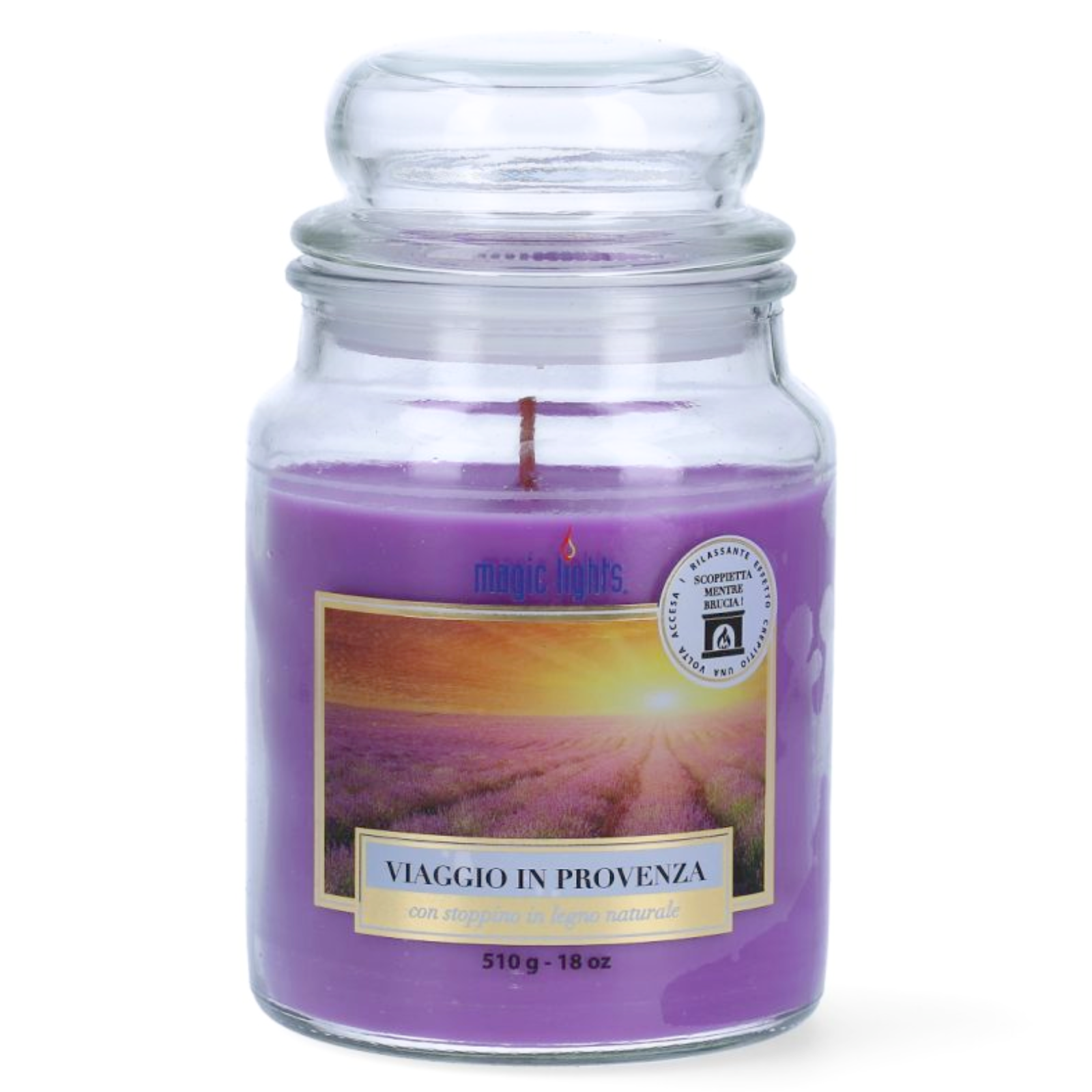 Candela profumata giara in vetro grande 510gr con stoppino in legno profumatore per ambienti durata 90 ore