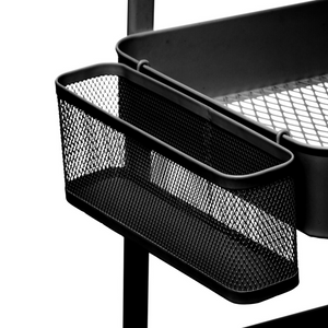 Carrello con ruote da cucina in metallo con 3 ripiani e porta oggetti - Ico