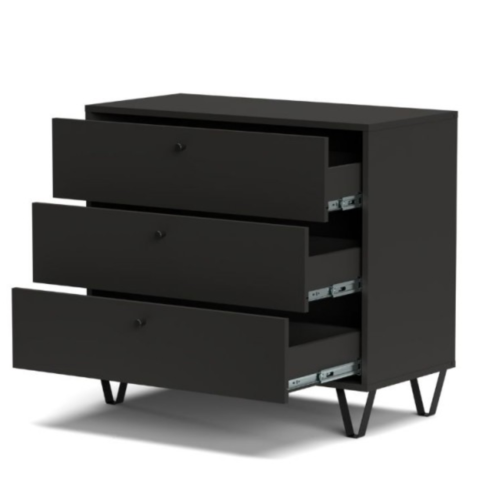 Cassettiera design moderno 84x75H in legno antracite con 3 cassetti scorrevoli - Aldo