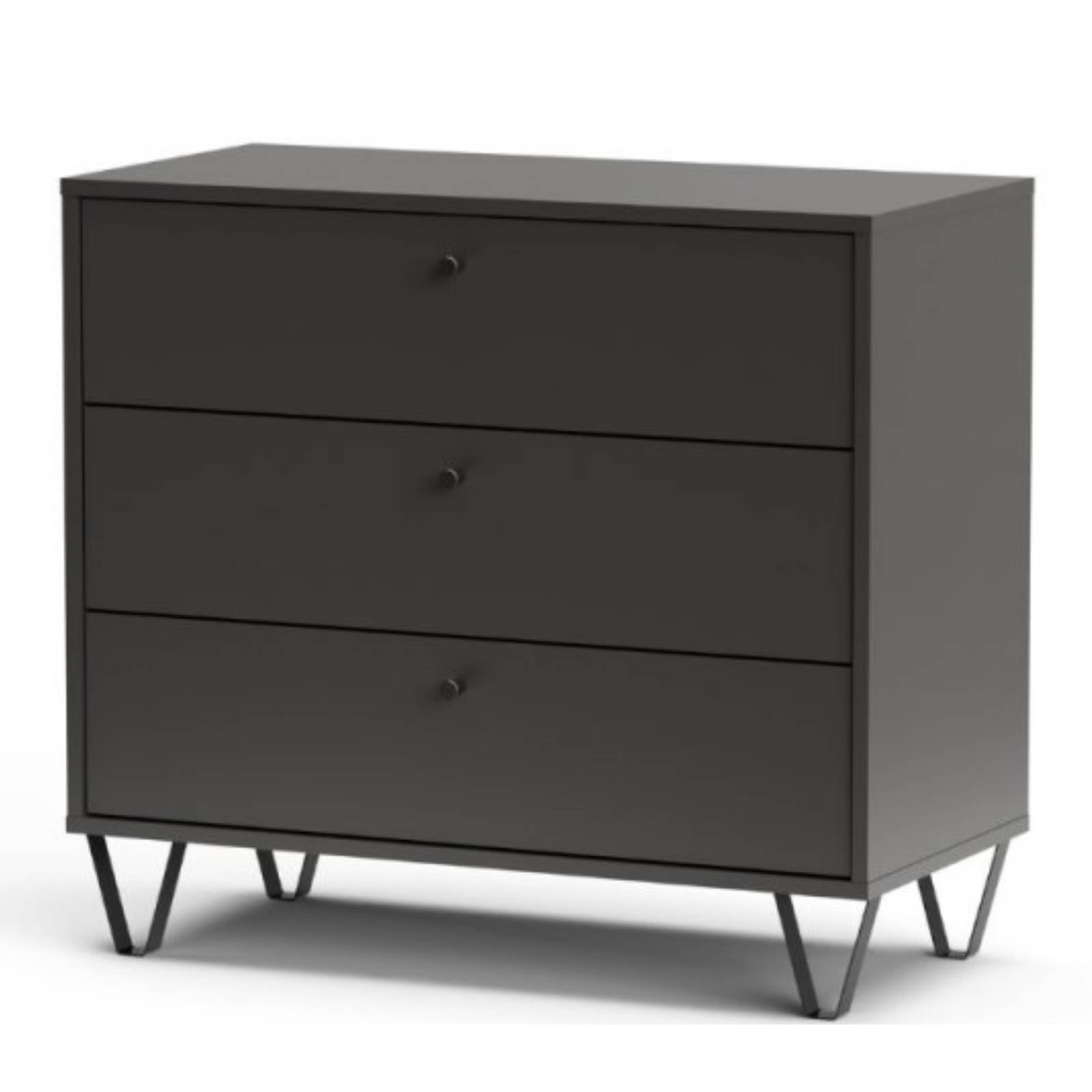 Cassettiera design moderno 84x75H in legno antracite con 3 cassetti scorrevoli - Aldo